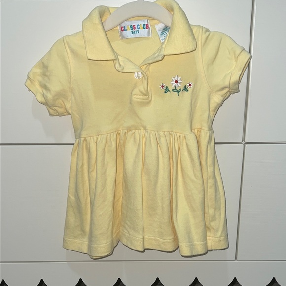 VINTAGE 90s Class Club Light Yellow Polo Collared Dress with Floral  Embroidery - www.nationalbodyline.in